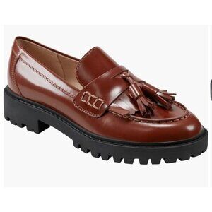 Marc Fisher LTD Ozzie Kiltie Lug Sole Tassel Loafer Sz 7.M Brown Leather MLOZZIE